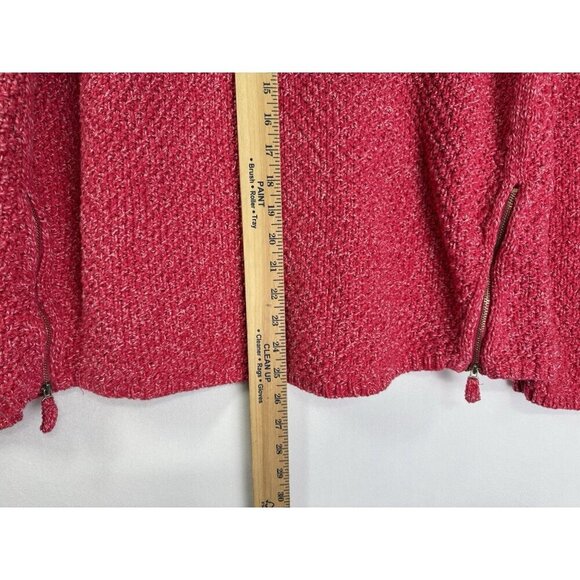 Talbots Textured Sweater Size 2XP Petite Pink Zipper Hem Chunky Knit Pullover - Picture 5 of 8